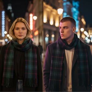 🌲 Authentic Scottish Tartan Wool Scarf by Lochcarron ~ Campbell of Cawdor